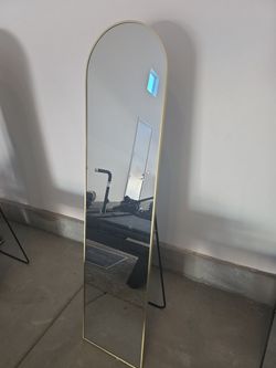 Coomily Full Length Mirror with Stand, 56"x15" Arched Full Body Mirror, Large Stand Up Aluminum Frame Floor Freestanding Hanging Leaning Mounted for B