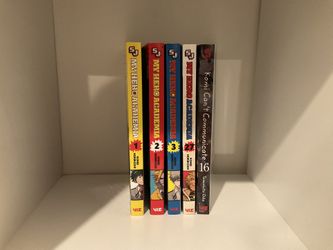 My Hero Academia Manga Volumes 1,2,3 and Komi can’t Communicate Vol. 16