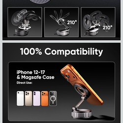 Vacuum Magsafe Car Phone Holder [120+ LB Strongest Suction & 3000gf Strongest Magnetic] 360° Adjustable Magnetic Car Phone Mount, Phone Holders for Yo