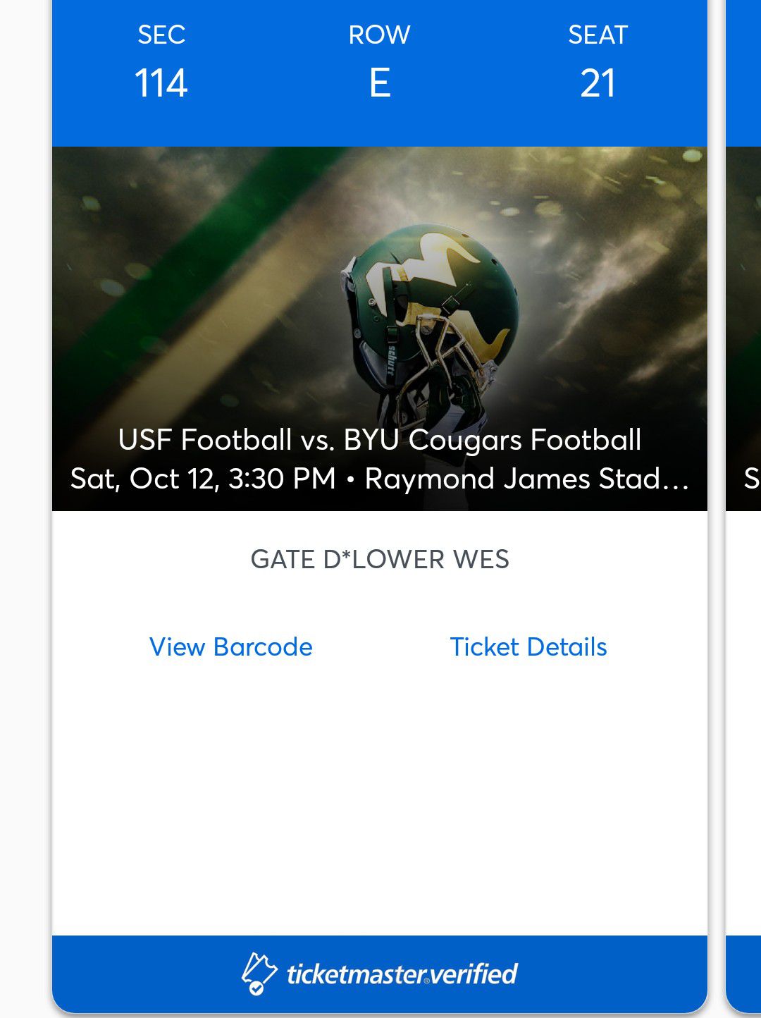 Four (4) USF vs. BYU football game tickets