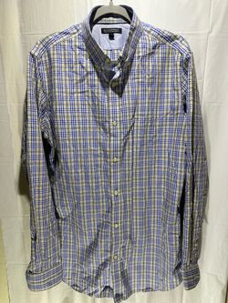 Banana Republic Men's L Slim Fit Long Sleeve Checkered Plaid Dress Shirt