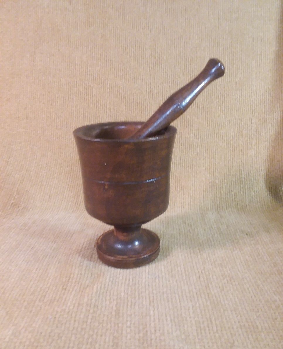 Vintage Wood Mortar & Pestle