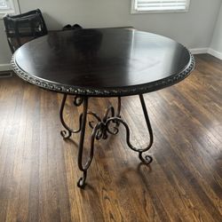 Real Wood Table With Iron Legs Ornate 