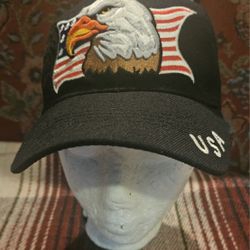 PATRIOTIC AMERICAN EAGLE USA EMBRODERY BLACK MEN TRUCKER HAT ADJUSTABLE BACK STRAP HAT