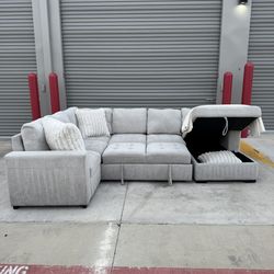 NEW XL OVERSIZED U-Sectional Sleeper Sofa with Storage and USB Charging (FREE DELIVERY)