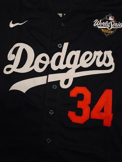 Black Los Angeles dodgers Valenzuela World Series championship jersey