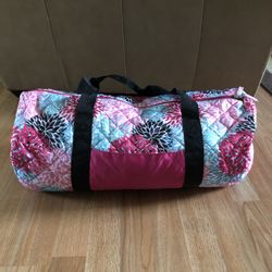  Pink /Blue Quilted Overnight Duffle Gym Bag