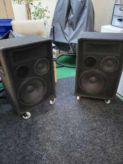Pair of Large PA Speaker Cabinets on Casters