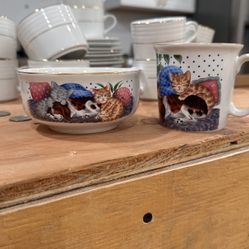 Vintage antique cat and dog China