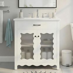 Newly assembled 31" Modern Bathroom Vanity with Sink Combo Set, Modern Freestanding Bathroom Sink