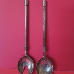 Vintage silverplated salad fork and spoon set of 2, 9.5" length.