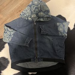 Denim Zip Up Hooded Jacked