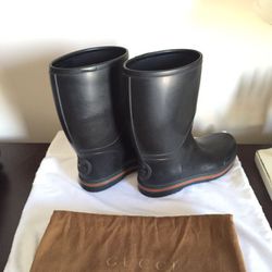 Black Gucci Rain Boots Size 8G Serial #202752