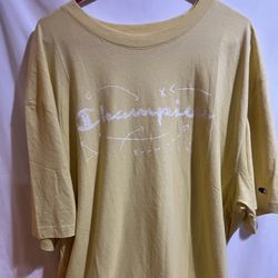 Size 2XT Champion Large Classic Graphic T-Shirt, Script Play Lines - Yellow Used Good Condition $15 Meet Up In Irving @dfwgoods 