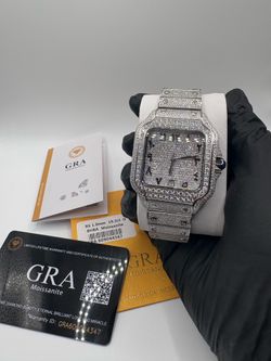 VVS1-FL Silver Arabic Numerals Moissanite Watch