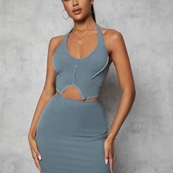 Top And Skirt Cadet Blue Set Xsmall For Sale 