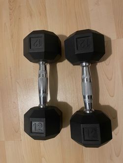 12 lb Rubber Hex Dumbbells Pair