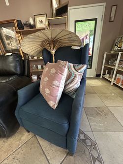 Wescott Wingback Pushback Recliner by Christopher Knight Home - Navy blue