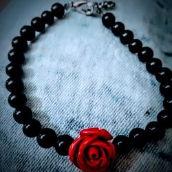 Beautiful  Black Onyx  Rose Bracelet 🎁🎁🎁