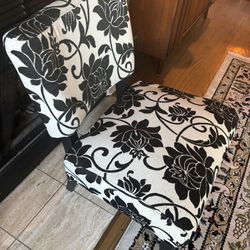 Floral white and black chair