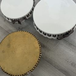 Two Gold Cake Stand One White One Gold 