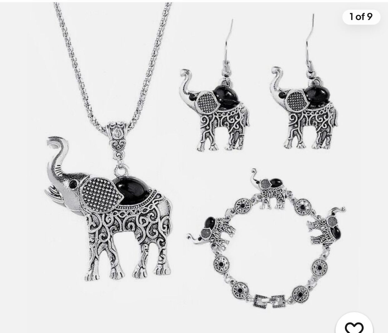 Retro Turquoise Lucky Elephant Jewelry Set