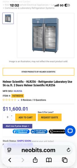 Helmer Scientific - HLR256 - Refrigerator Laboratory Use 56 cu.ft. 2 Doors Helmer Scientific HLR256