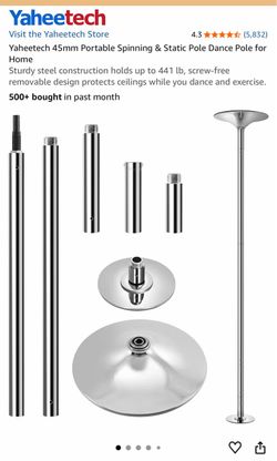 Yaheetech 45mm Portable Spinning & Static Pole Dance Pole
