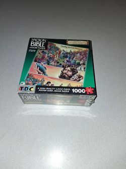 THE ACTION BIBLE JIGSAW PUZZLE FEEDING THE FIVE THOUSAND NEW FACTORY SEALED ( 1000 ) PIECES