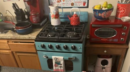 Vintage Style Oven, Unique Classic Retro 24" 2.9 cu/ft Freestanding Gas Range with Convection Oven and Sealed Burners