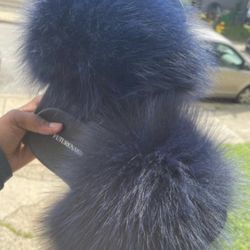 Berry Real Fur Custom Slides Sizes 9.5,10,11 Message True Size & Order 