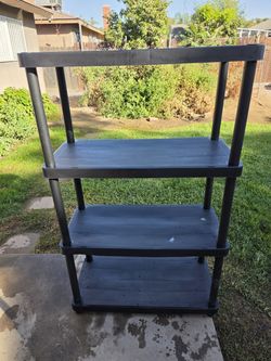 4-Tier Black Plastic Utility Shelving Unit (WxDxH): 36 x 16 x 55 in