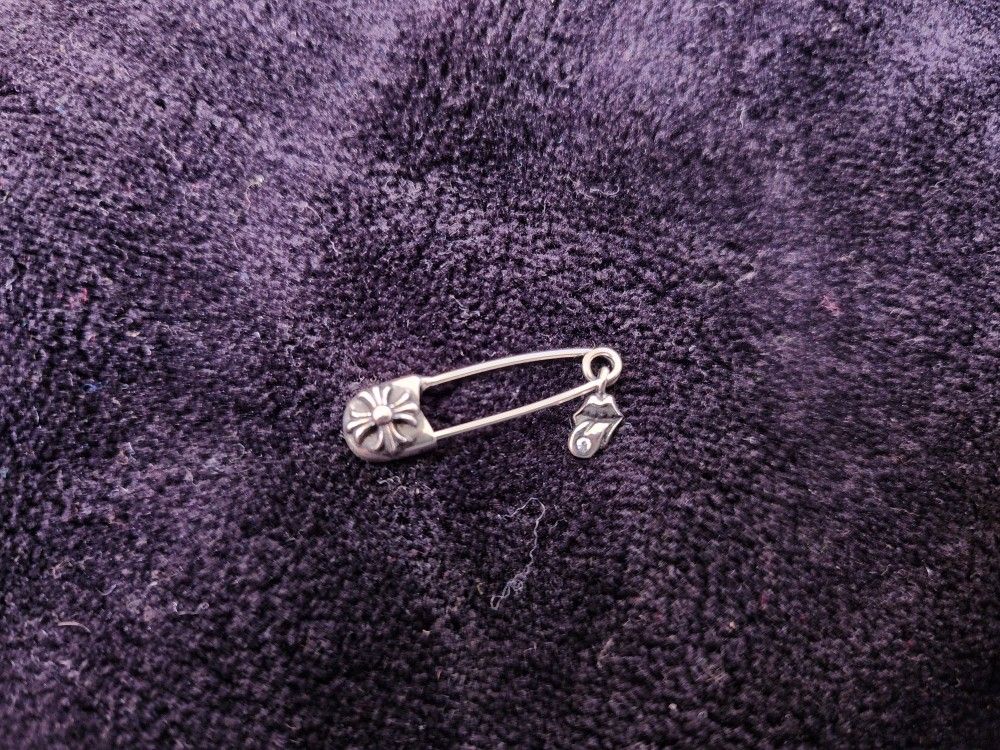 Chrome Hearts Saftey Pin Rolling Stones Pendant
