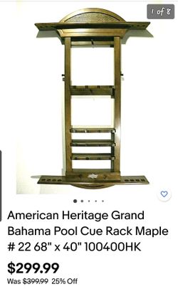 American Heritage Grand Bahama Pool Cue Rack Maple