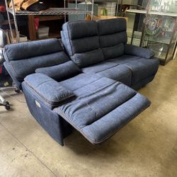 Denim Style Power Back and Headrest Recliner Sofa (Approx. 86)