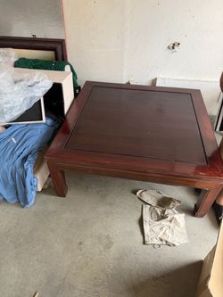 Square Wood Coffee Table Dark Cherry