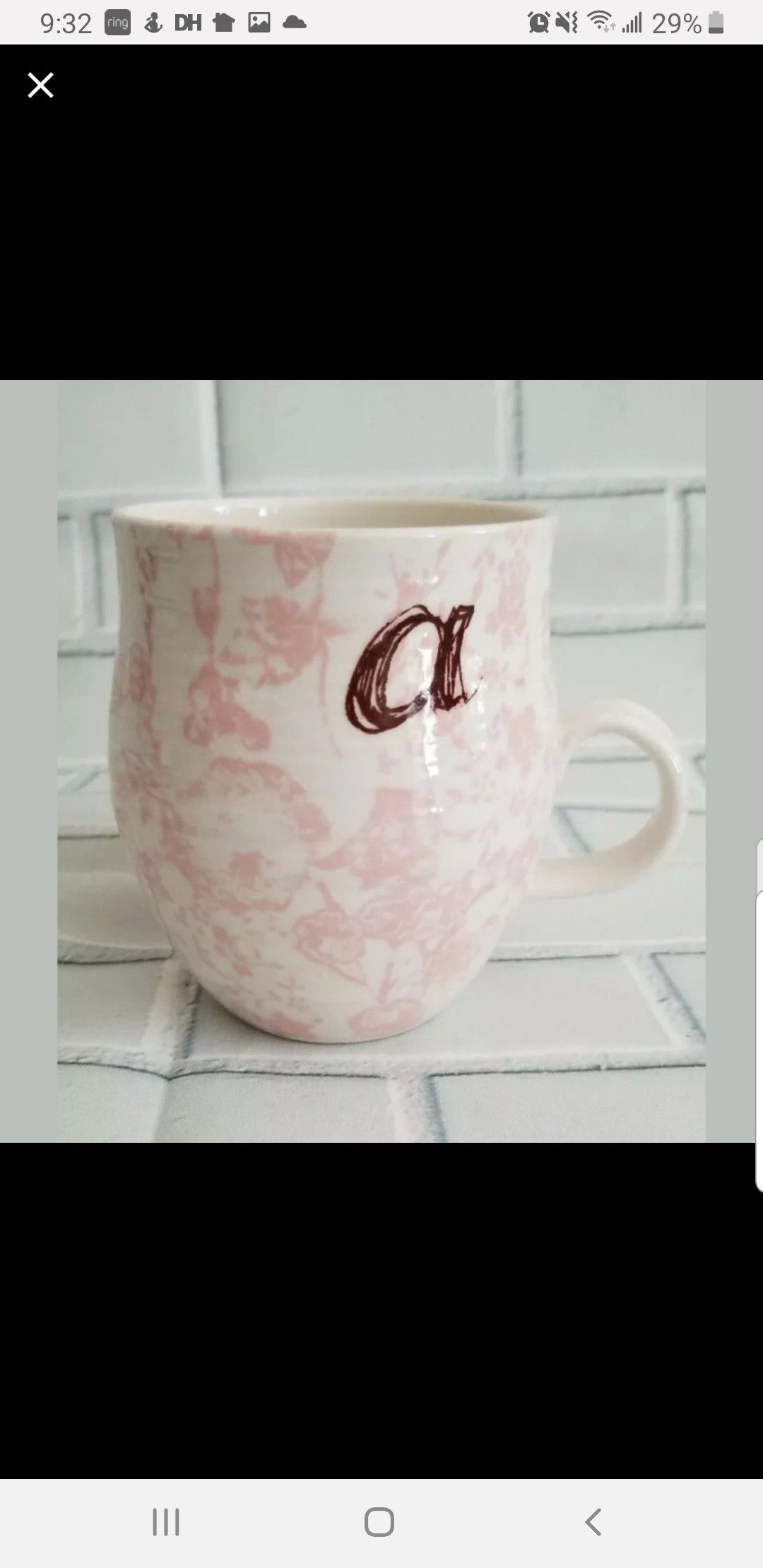 Anthropologie monogrammed a letter coffee mug