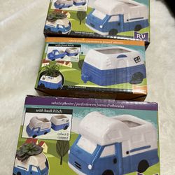 Set Of Three Succulent Planters RV / Camper Shaped New In Box