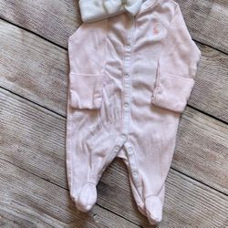 Ralp Lauren Newborn Baby Girl Coverall 
