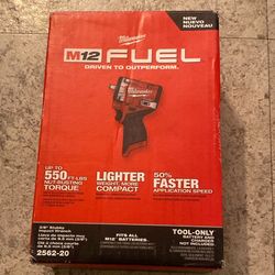 Milwaukee Fuel M12 3/8” Stubby Tool Olny $170 Firm Cash Only