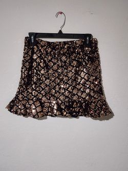 Forever 21, Black and Gold Sequence Mini Skirt Medium 