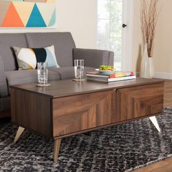 Mid-Century Modern Walnut Coffee Table with Storage