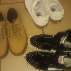 3 PAIRS OF LIKE NEW VANS SIZE 8.5 AND 8.0