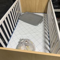 Mattress Baby Bed Crib Wooden Frame White And Ta