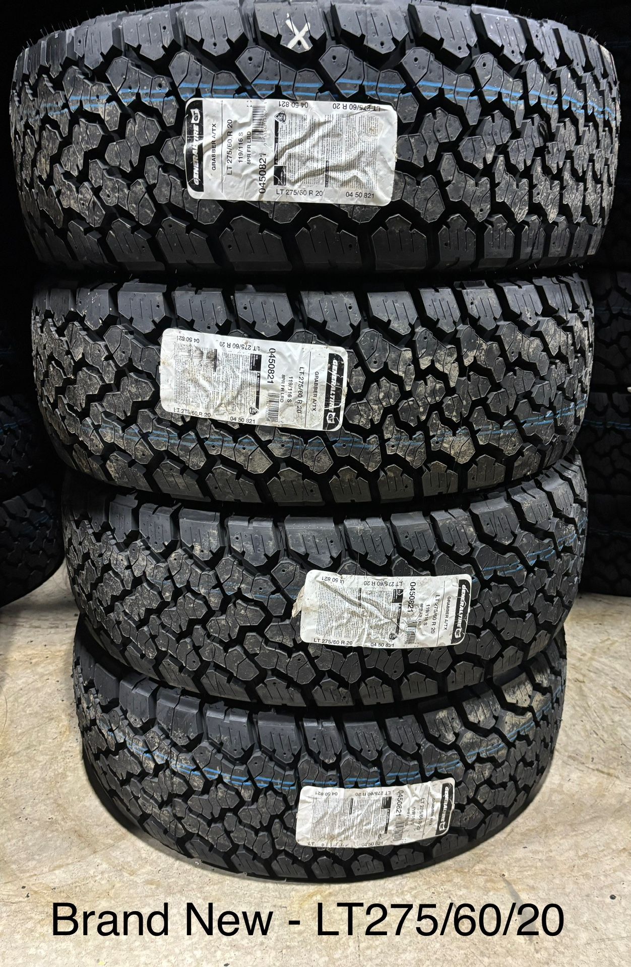 (4) - LT275/60/20 General Grabber A/TX Tires