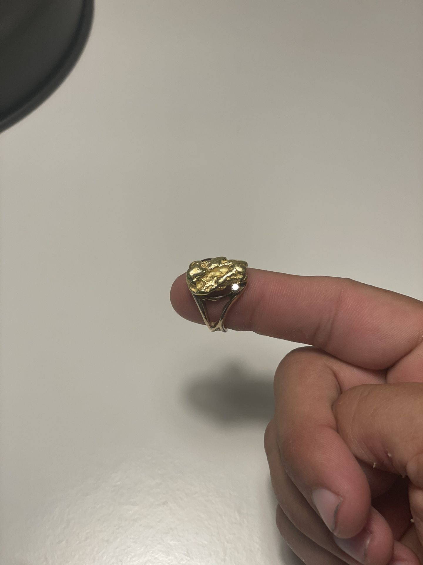 24k Gold Nugget Ring With 10k Diamond