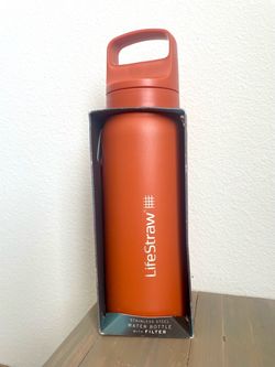 LifeStraw Go Series Stainless Steel 700ml Filter Water Bottle - Kyoto Orange