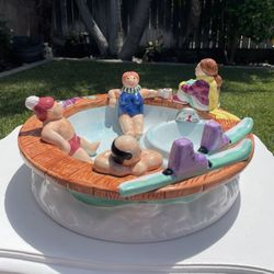 Vintage Ceramic Ski Lodge Hot Tub Chip and Dip Bowl - Lotus 1995 - Rare Find - Kitchen