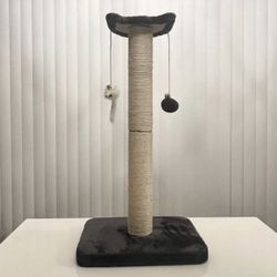 pedy 30'' Tall Cat Scratching Post, Natural Sisal Cat Scratcher, Cat Scratch Tower with Two Interactive Bell Toys (Cat Scratching Post)
