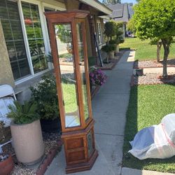 Antique Trapezoid Shaped Curio Cabinet
